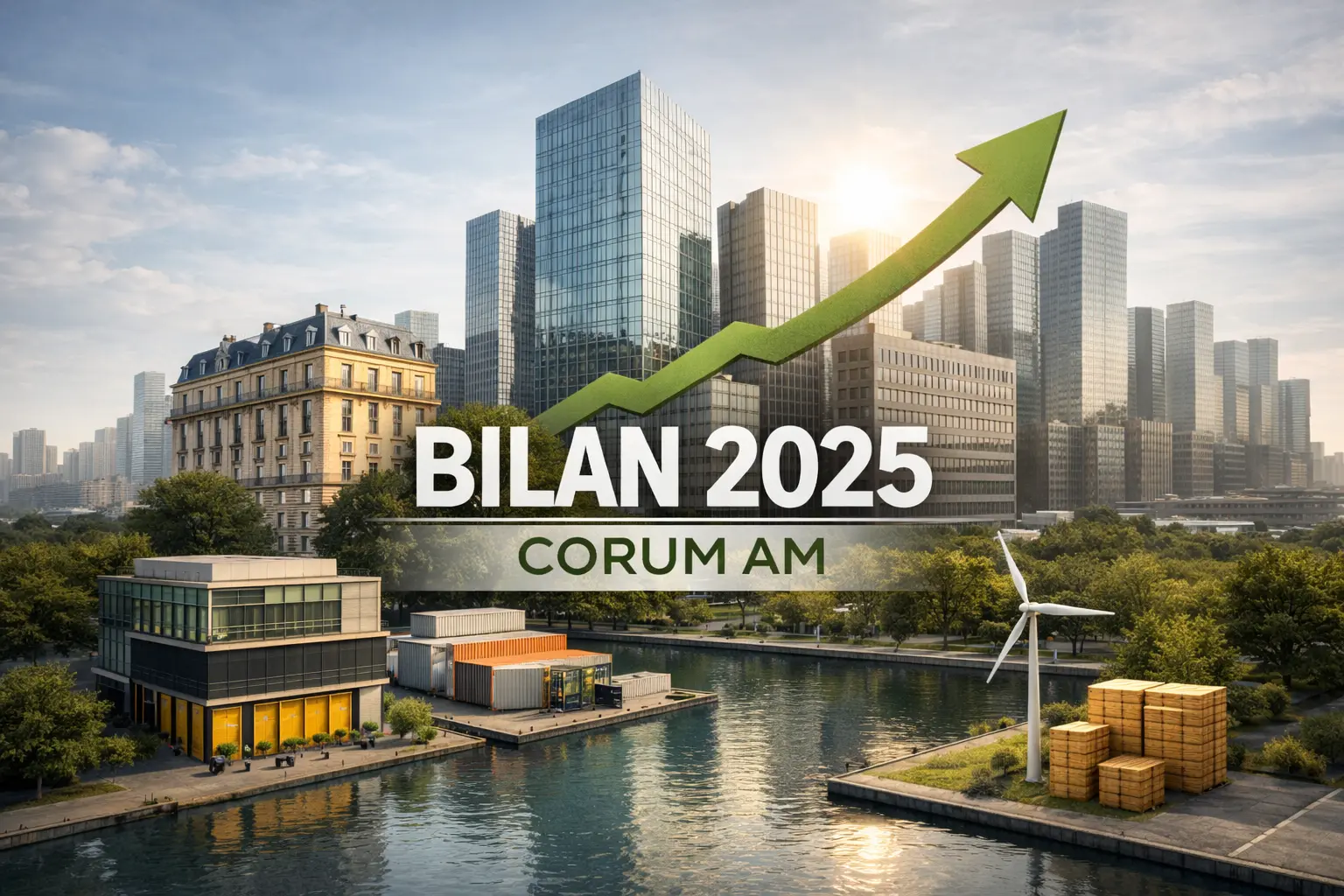 image du bilan 2025 de la société corum Am, avec les scpi corum et l'assurance vie , retraite corum life